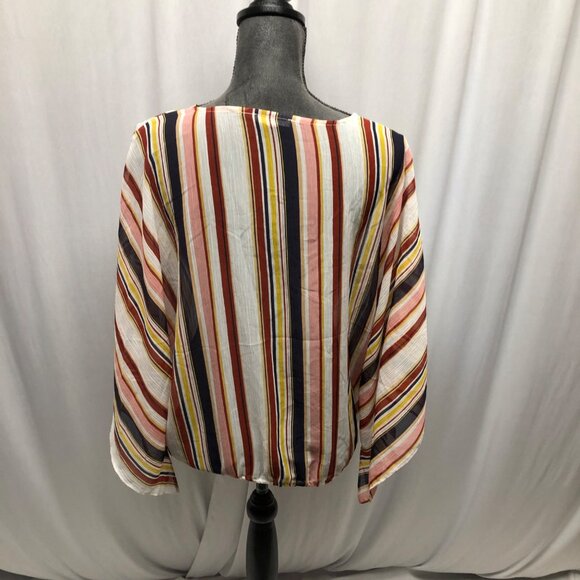 Maurices Striped Multicolor Sheer Blouse Womens Size Medium Lightweight Boho - Picture 5 of 9